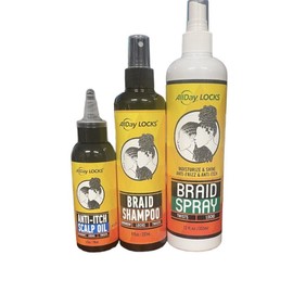 Hairibics Unlimited Llc Set Of   AllDay Locks Braid Shampoo8 Oz & Moisturizer & Shine 12,Oz & Scalp Oil
