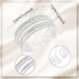 JJDreams Rhinestone Bracelet for Women, Layered Open Metal Bracelet, Multilayer Cuff Bracelet, Open Bangle, Stylish Hand Jewellery for Women and Women, Stainless Steel