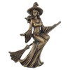 Bronze Colour Witch Riding Broom Gift Ornament Figurine