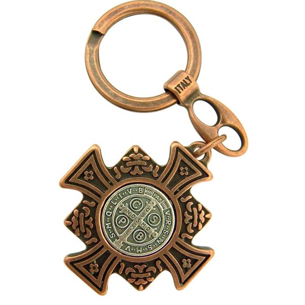 Religious Gifts Bronze and Silver Tone Saint Benedict Maltese Cross