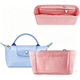 Organizador de bolsa Chispee para Longchamp, inserto para bolso Le Pliage y GG Marmont Mini, organizador de bolso de fieltro multibolsillo con asas pa