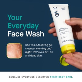 SLMD by Dr. Pimple Popper - Salicylic Acid Cleanser (4 fl oz) Exfoliating Gel Cleanser Face Wash Acne-Prone Skin - Face Wash Helps Reduce the Appearance of Blackheads & Whiteheads