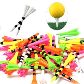 Yharnamite 50 Pcs Plastic Golf Tees, 3-1/4" Professional Golfing Tees with Five Claws Prong, Long Golf Tees, Frictional Resistance Reduction, Mixed Color