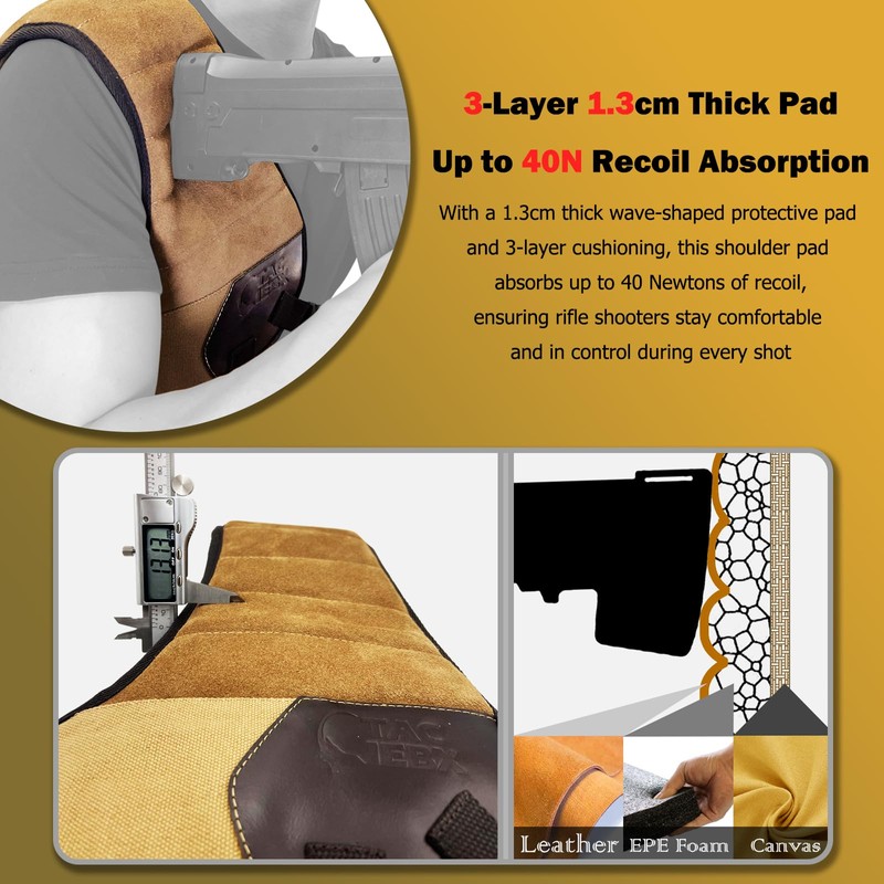TAC IBEX Leather Shoulder Pad for Shooting Recoil Pad Rifle