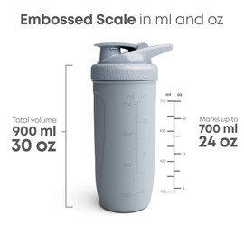 Smartshake Rockband Reforce Stainless Steel Protein Shaker Bottle 700 ml | 23 oz - Leakproof Screw-on Lid - BPA Free – Not Insulated - Unisex - Metallica, Fade to Black Logo on Bottle