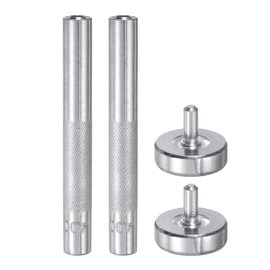 sourcing map 2Set Eyelet Hole Punch Die Tool 6mm 45# Steel Grommet Setter Install Tool Hollow Punch Tool Kit with Base for Fabric Clothing Crafts Bags