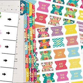 Cualfec 60 Monthly Tab Stickers Cute Design Monthly Planner Index Tabs Gold Foil Letters Easy Fold Durable Sticker with Matte Lamination