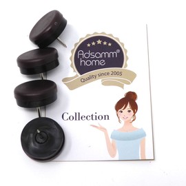 Adsamm® 4 x Plastic Gliders with Buffer and Nail / Brown / Diameter 30 mm / Round / Furniture Gliders with Nail / Furniture and Floor Gliders