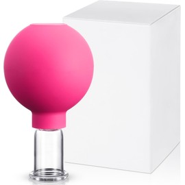 Nuanchu Nuanchu Facial Cupping Cup Rose Red Glass Face Cup Silicone Cupping Massage Vacuum Suction Mug for Body Face Leg Arm Back Shoulder Muscle and Joint Pain(0.65 Inch Diameter)