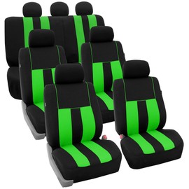 FH Group FH-FB036217 Striking Striped Seat Covers Green/Black Color- Fit Most Car, Truck, SUV, or Van