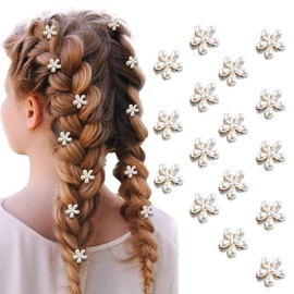 Ao Yee ZGL 16 Pcs Small Sized Mini Pearl Claw Clips with Floral Design, Decorative Hair Accessories for Women and Girls, Ideal as Sweet Artificial Bangs Clips (hairclip-white)