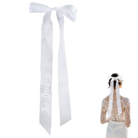 BOXOB The Bride Hot Stamping Bow Hair Clip, White Organza Bridal Hair Accessories for Bachelorette Party, Bridal Shower, Wedding, Bridesmaid Gift, Engagement Accessory, Bride-to-Be Favors Supplies