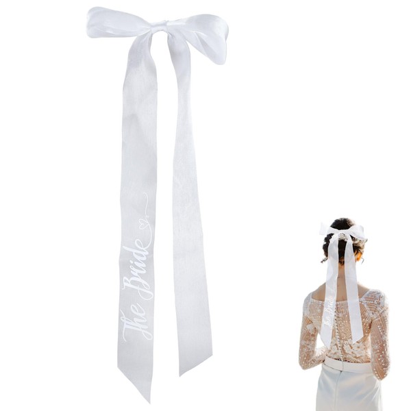 BOXOB The Bride Hot Stamping Bow Hair Clip, White Organza