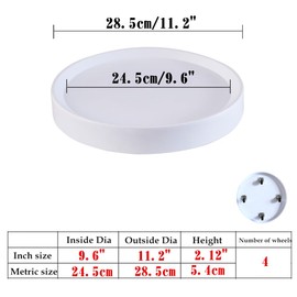 KangTeer 2-Pack 11.2 Inch Plant Caddy with Hidden Wheels, White Round Rolling Planter Saucer, Easy-Move for Flower Pot,Ornaments, Smart Home Devices(11.2inch)