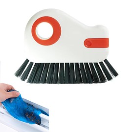 2 in 1 Groove Cleaning Brush Window Track Cleaning Tools, 2024 New Multifunction Hard Bristle Crevice Cleaning Brush with Hidden Scraper, Grout Cleaner (Orange-red)