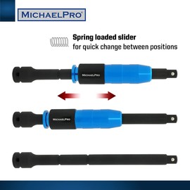 MichaelPro 1/2-Inch Dr. Speed Collar Impact Extension Bar | 10-Inch | Chrome Molybdenum Alloy Steel, 3/8-Inch Adaptor included | MP009074