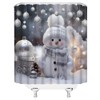 Christmas Shower Curtain Cute Snowman Silver Xmas Ball Snowflake Winter