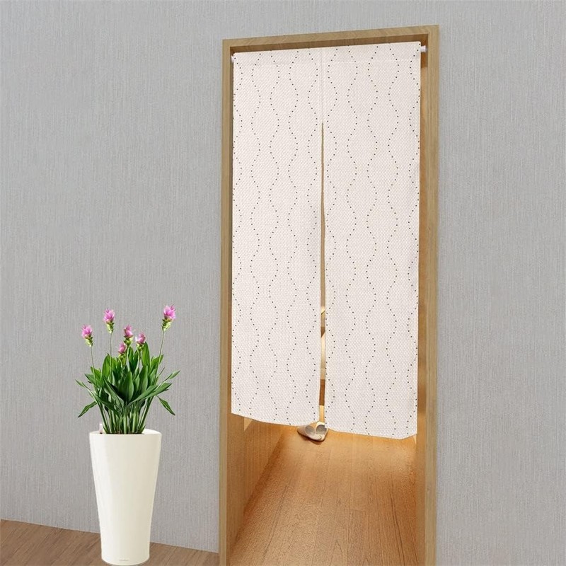 Leowefowa Noren Japanese Style Doorway Curtain Stream-Lined Bead Printed Door