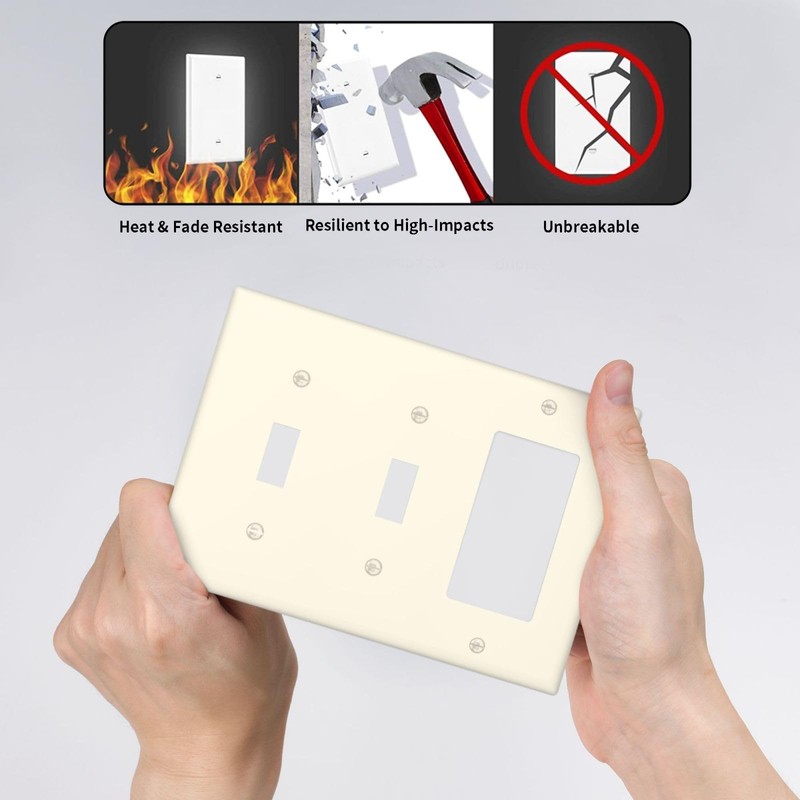 Beige Tan Cream 3-Gang 2-Toggle 1-GFCI/Decorator Combination Light Switch Decorative
