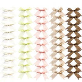 50pcs 3.15inch Rainbow Satin Ribbon Bows with Twist Tie Pretied Premade Colored Craft Bows for Treat Bags Gift Wrapping Basket Wedding Baby Shower Brithday Valentine's Day Christmas Party