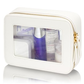 Transparent Make Up Bag Square Make Up Bag Clear Makeup Travel Bag Clear Travel Makeup Bag Cosmetic Case Clear Makeup Organizer Bag Clear Make Up Bags for Women Clear Bag Makeup Pouch (White)