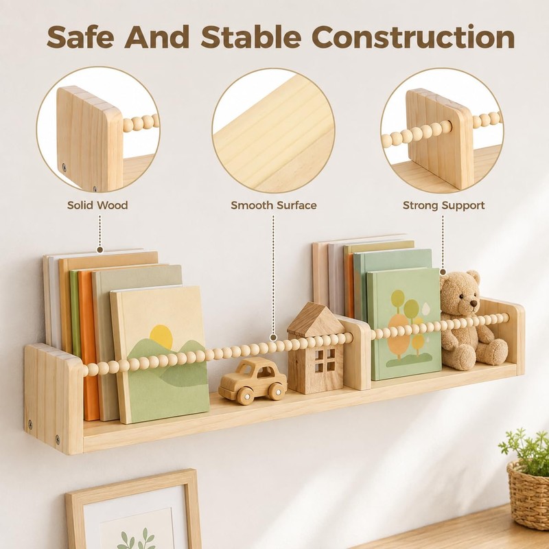 NIMBLOOM 3PCS Nursery Book Shelves for Kids Rooms - 32