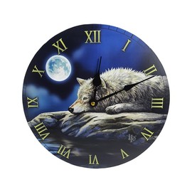 Puckator Lisa Parker Quiet Reflection Wolf Picture Clock - Wall Clock Clocks - Mens Cute Cool Preppy Home Gaming Room Bedroom Office Decor Decoration - Asthetic Accessories Stuff Men Things