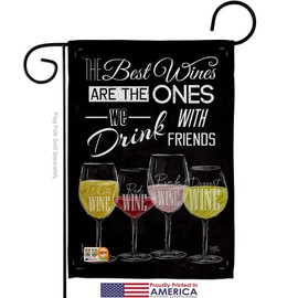 Breeze Decor Wine Best with Friends Garden Flag Beverages Drink Fruits Cheese Sangria White Red Rose Dessert Sparkling Small Decorative Gift Yard House Banner Made in USA 13 X 18.5