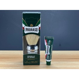 Proraso Shaving Brush+Travel Size Eucalyptus Shaving Cream Tube 10ml
