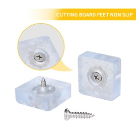 Cutting Board Feet, Rubber Feet for Cutting Board, Cutting Board Feet Non Slip, 20 Pack, 1.2" L x 1.2" W x 0.4" H, Clear