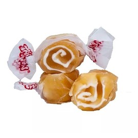 Creamy Caramel Swirl Salt Water Taffy - Individually Wrapped Bulk SaltWater Taffies, by Queen City Candy Cave (1 Pound)