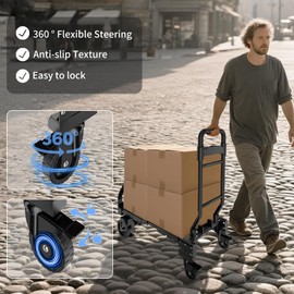 Folding Hand Truck, 300lbs Heavy Duty Hand Truck, Hand Truck Dolly with Retractable Handle and Wheels, Collapsible Dolly Cart with Elastic Rope, Foldable Hand Truck Suitable for Shopping, Transport.