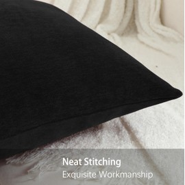 Koogfubear Black Throw Pillow Covers 12x20 Inch Pack of 2 Premium Soft Chenille Cushion Covers Spring Pillowcase for Couch Sofa Bedroom Livingroom Chair Car Home Decoration
