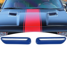 PDKLIN for Challenger Hood Scoop Vent Cover Trim Fit for Dodge Challenger 2009-2014 Blue Exterior Accessories 2pcs