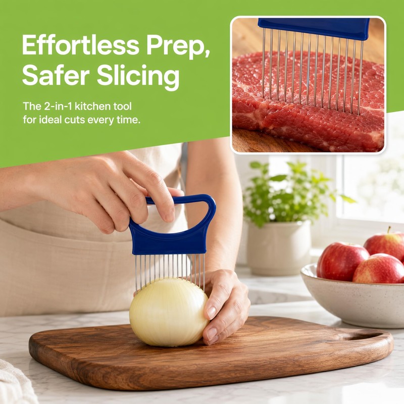 Onion Holder Apple Corer 2Pc Stainless Steel Kitchen Prep Tool