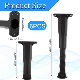 GBACHOOSE Pack of 6 Plastic Bed Feet 20-38 cm, Bed Frame Support Feet, Furniture Feet, Height Adjustable Plastic, Height Adjustable Feet, Furniture Feet for Furniture, TV Cabinet, Bed, Sofa