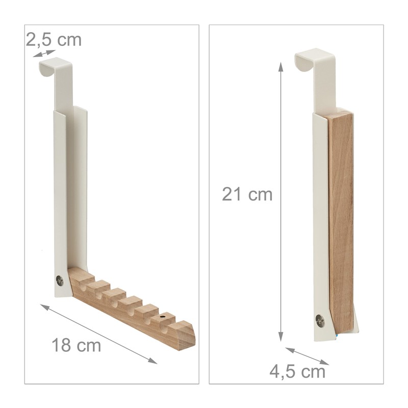 Relaxdays Folding Hook for 6 Hangers, Metal and Wood, Hooks