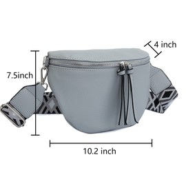 OISLUMU Fanny Pack for Women leather Waist Pack Crossbody Bags with Adjustable Strap Mini Fashion Belt Bag for School Travel, Grey, Small, Matching Various Clothes