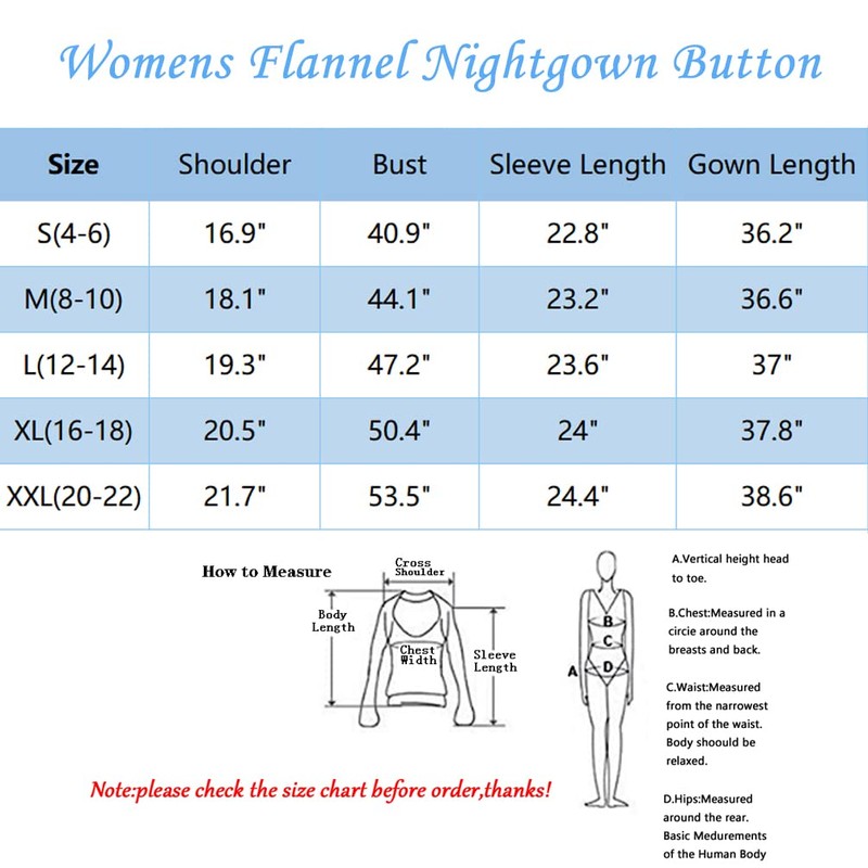 ENJOYNIGHT Women's Sleep Shirt Flannel Print Pajama Top Button-Front Nightshirt