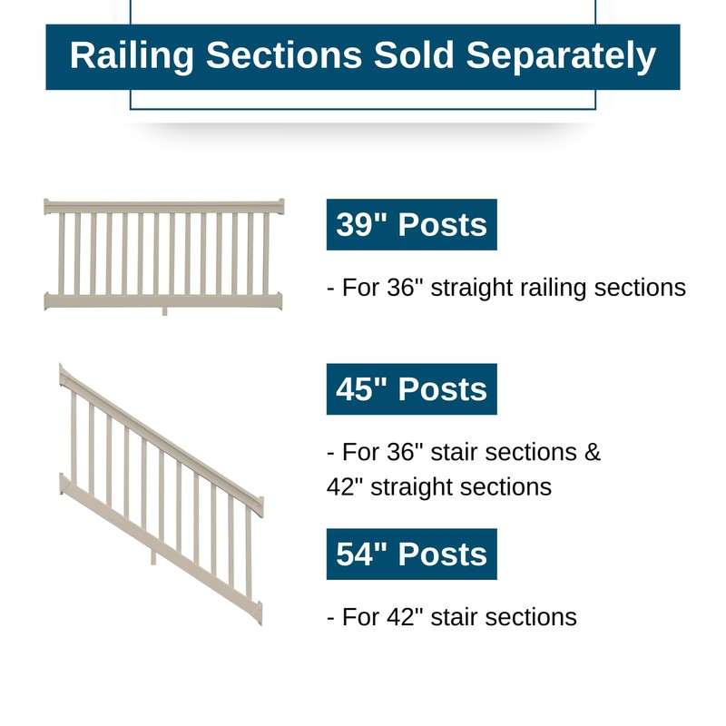 Weatherables Vinyl Railing Posts, Vinyl Post Kit 4 in. x