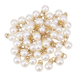 Airssory 50 Pcs Vintage Imitated Pearl Pendants with Crystal Rhinestone Faux Pearl Beads Charms Bulk for Necklace Bracelet Earrings Jewellery Making DIY Accessories - 12x19.5mm