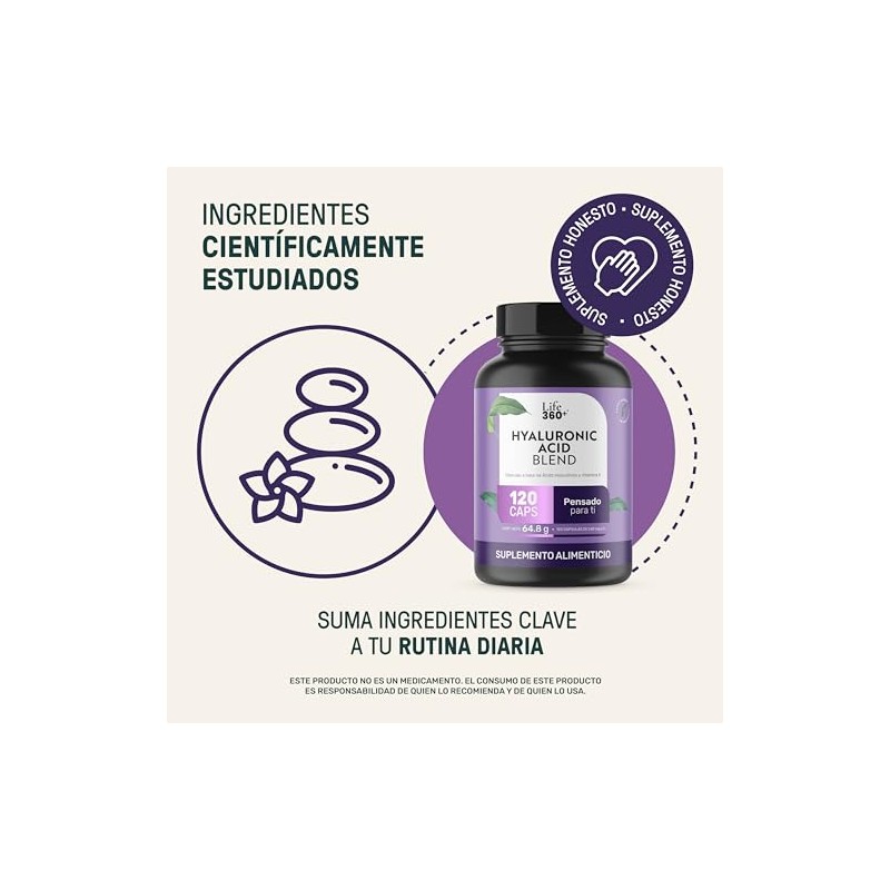 LIFE 360+ Ácido Hialurónico | 540 Miligramos 120 Cápsulas |