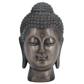 Fdit Resin Buddha Head Meditative Statue Figurine Ornament Buddhist Grand Temple Garden Statue Supplies Home Tabletop Living Room Decoration Grand Temple Garden Statue