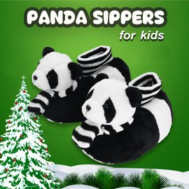 Onmygogo Children's Animal Plush Warm Winter Slippers Boys Girls Slippers for Christmas, panda