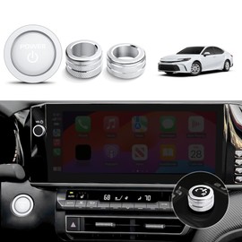 Polodunn Interior Accessories Compatible with 2025 Toyota Camry - Volume Tune, Rearview Mirror Knob Cover, Engine Push Start Button Cover/Ring, Aluminum Alloy Decorative 4pcs/Set (Silver)
