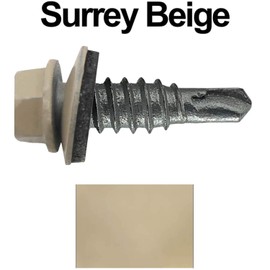 14 x 7/8" Surrey Beige - Stitch Tek Metal to Metal Type #1 Roofing Screws - Hex Washer Head - Drill Point - 9/16" EPDM Washer. 1 x 250 Count Bag - 250 Screws