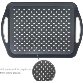 Bandeja antideslizante para servir con asas, bandeja grande de 45 x 31,5 cm (gris, paquete de 3)