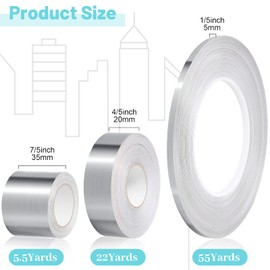 Zonon 3 Rolls Tape, Self Adhesive Metalized Polyester Film Tape, Washi Tape for Christmas Detailing Accent Walls Graphic Arts for Cars and Boats Trim, 3 Sizes (Silver, Multi Size)