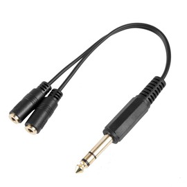 6.35mm Male to Dual 3.5mm Female 3 Pole TRS 1/4" to 1/8" Audio Adapter Convertor Y Splitter Cable 20cm