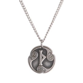Amaxer 24 Runes Talisman Viking Jewelry Asatru Necklace Pagan Wiccan Pendant Norse Runes Vintage Nordic Amulet Necklace for Women Men (Thurisaz)